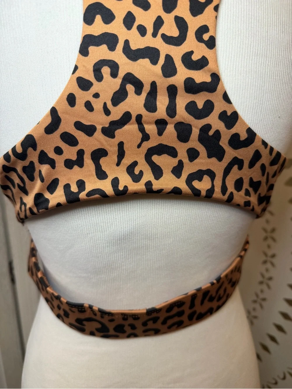 Leopard Print Racerback Crop Bralette Sports Bra
